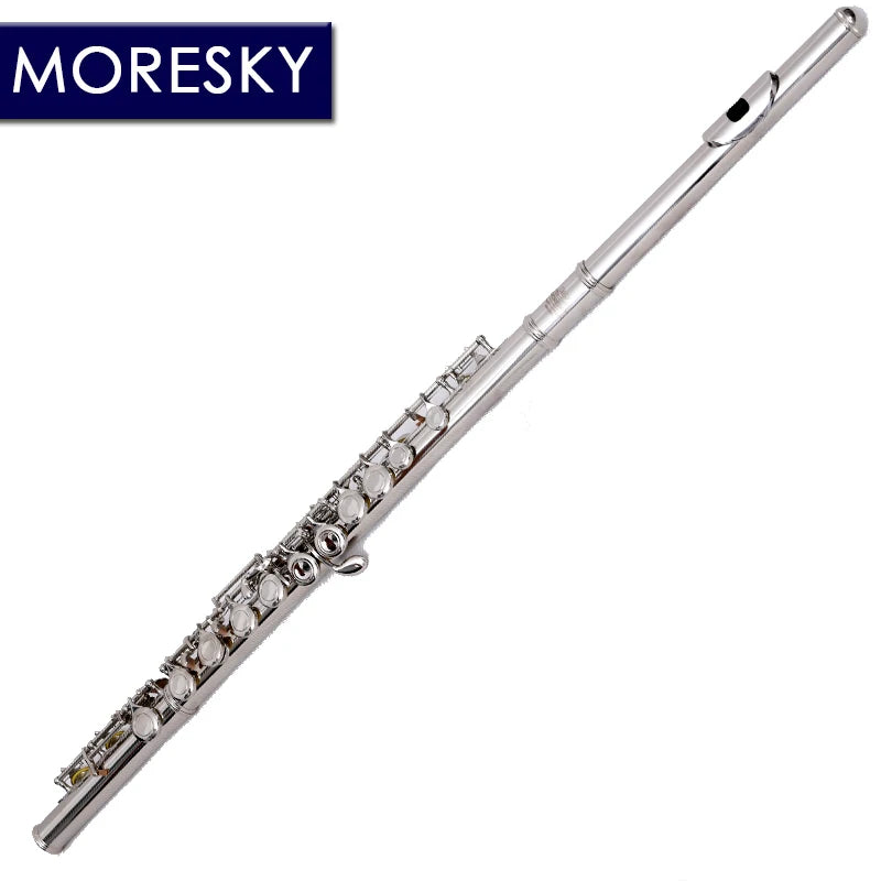 MORESKY 16 Close Holes C Key Flute Instrument Cupronickel Nickel Plated Concert Flute with E key