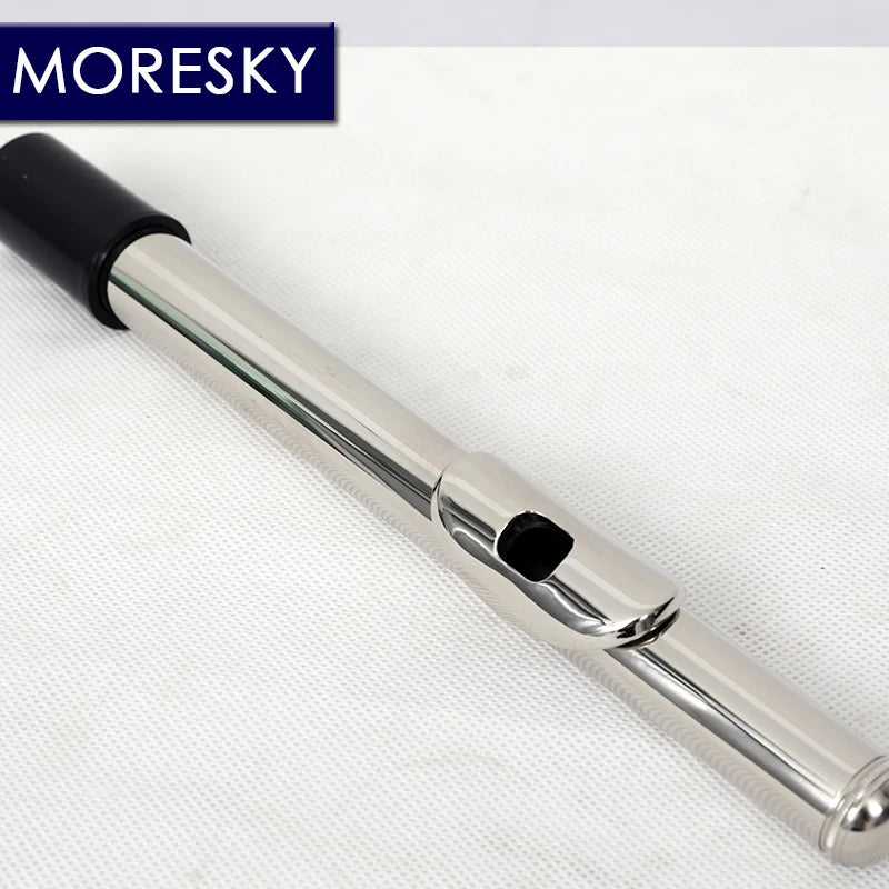 MORESKY 16 Close Holes C Key Flute Instrument Cupronickel Nickel Plated Concert Flute with E key