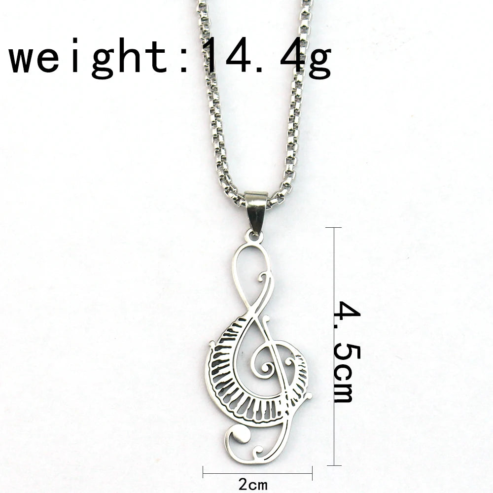 Music Note Treble Clef Chain Necklace for Women Men Stainless Steel Musical Symbol Jewelry colar de musica N1122